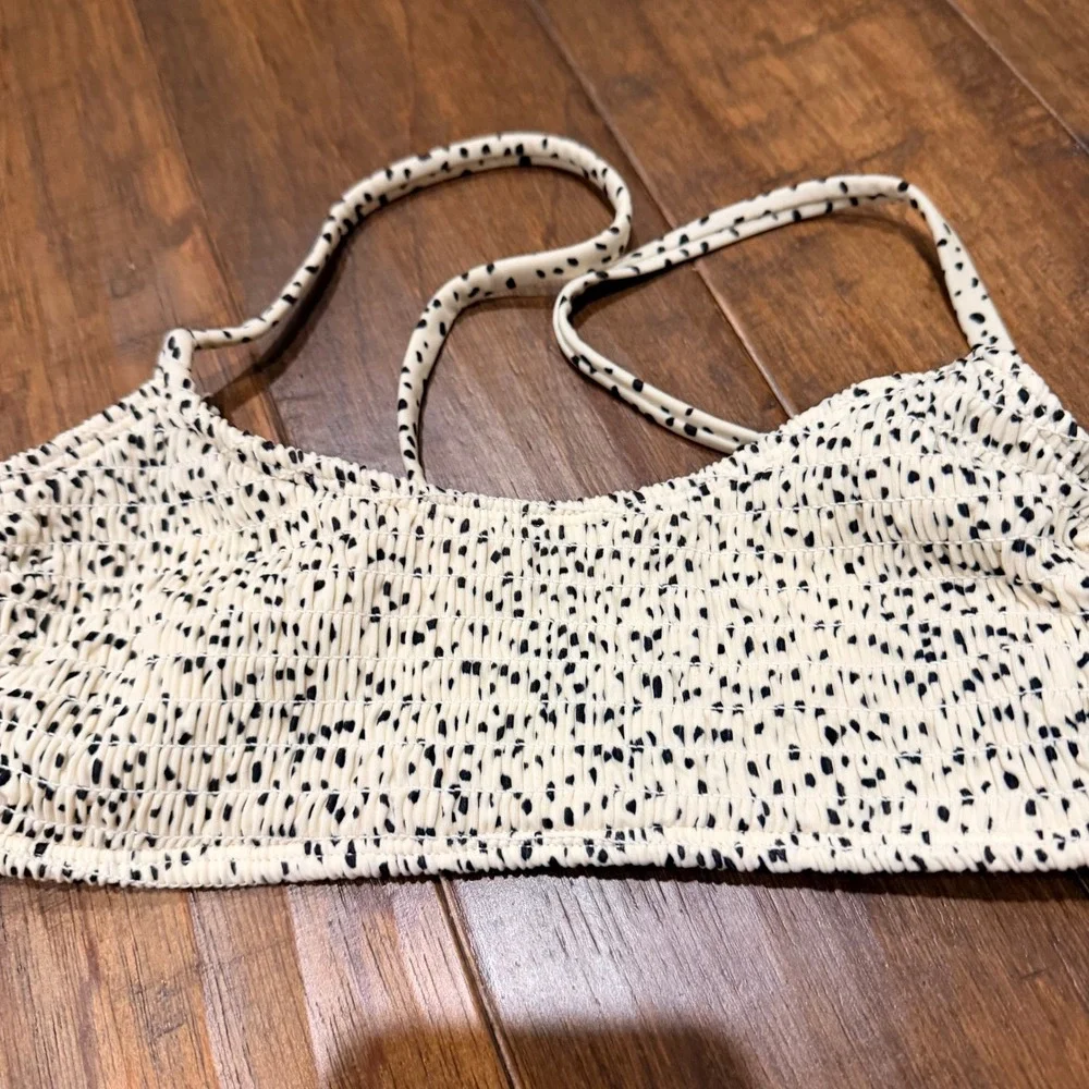 Xhilaration Womens Cream Black Dalmatian Polka Dot Smocked Bikini Set‎ Size M